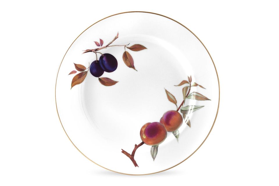 Royal Worcester Evesham - Gold Edge Dinner Plate Peach and Plum - Raised Rim 10 1/2"