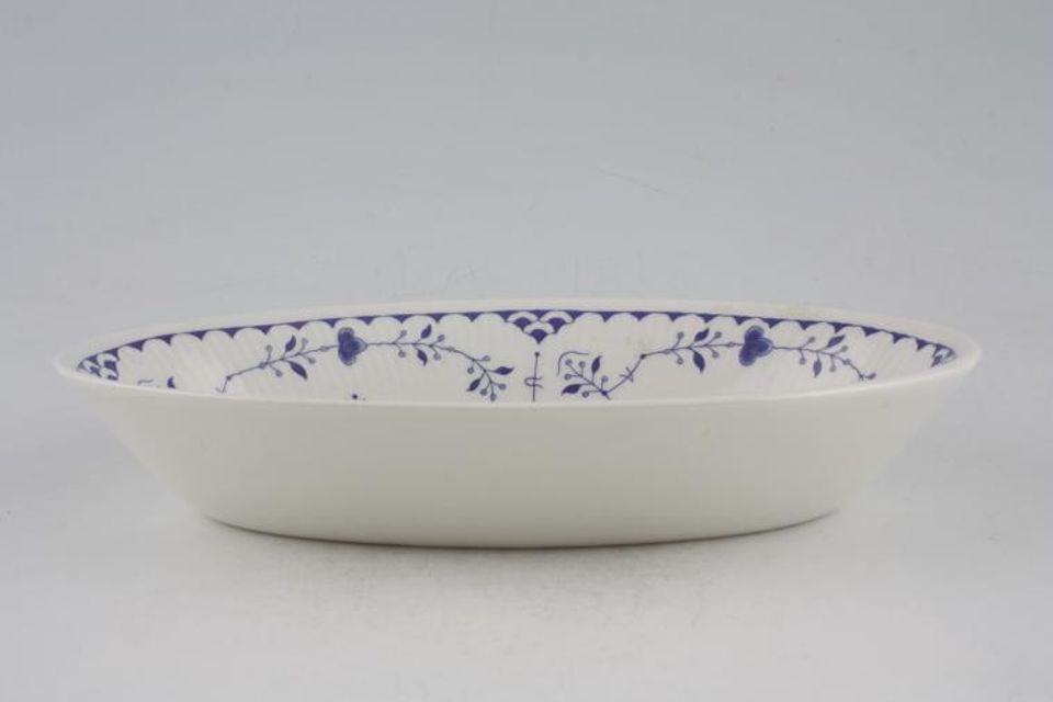 Furnivals Denmark - Blue Sauce Boat Stand Deep, Also pickle dish 8 1/8" x 5 1/8" x 1 1/2"