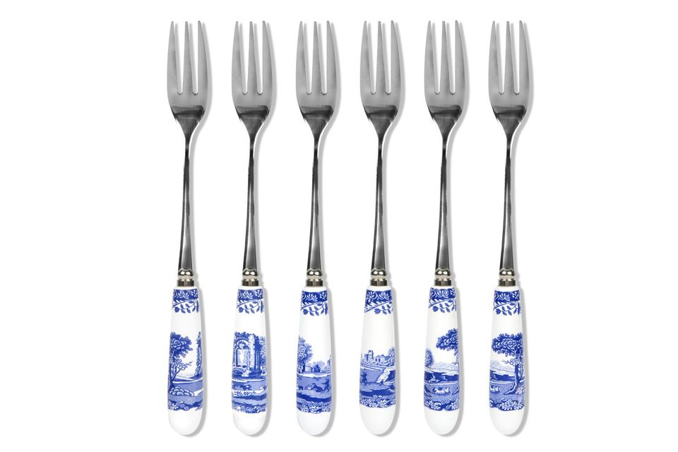 Spode Blue Italian Pastry Fork Set Set of 6