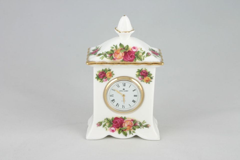 Royal Albert Old Country Roses - Made in England Clock Small carriage Clock 2 3/4" x 4 1/2"