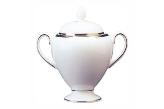 Wedgwood Sterling - White with Silver Band Sugar Bowl - Lidded (Tea)