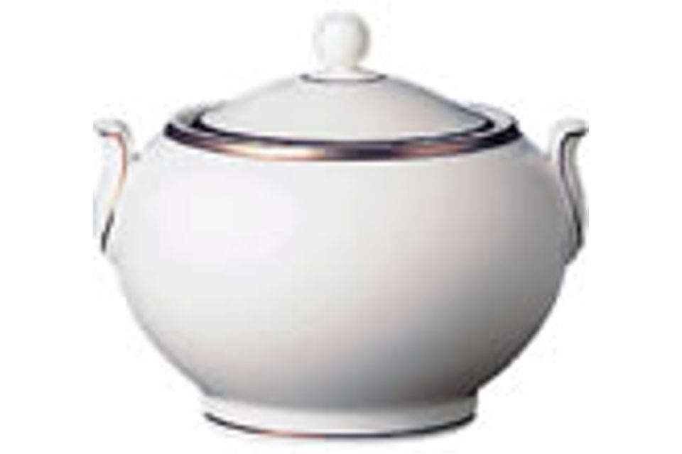 Wedgwood Sterling - White with Silver Band Sugar Bowl - Lidded (Tea)