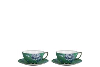 Jasper Conran for Wedgwood Chinoiserie Green Teacup & Saucer Set of 2 Boxed