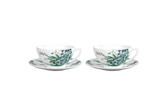 Jasper Conran for Wedgwood Chinoiserie White Teacup & Saucer Set of 2 Boxed