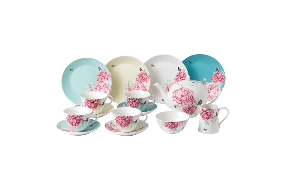 Miranda Kerr for Royal Albert Everyday Friendship 15 Piece Set Mixed Colours - 4 x Plate 20cm, Teacup & Saucers, Teapot, Sugar & Cream