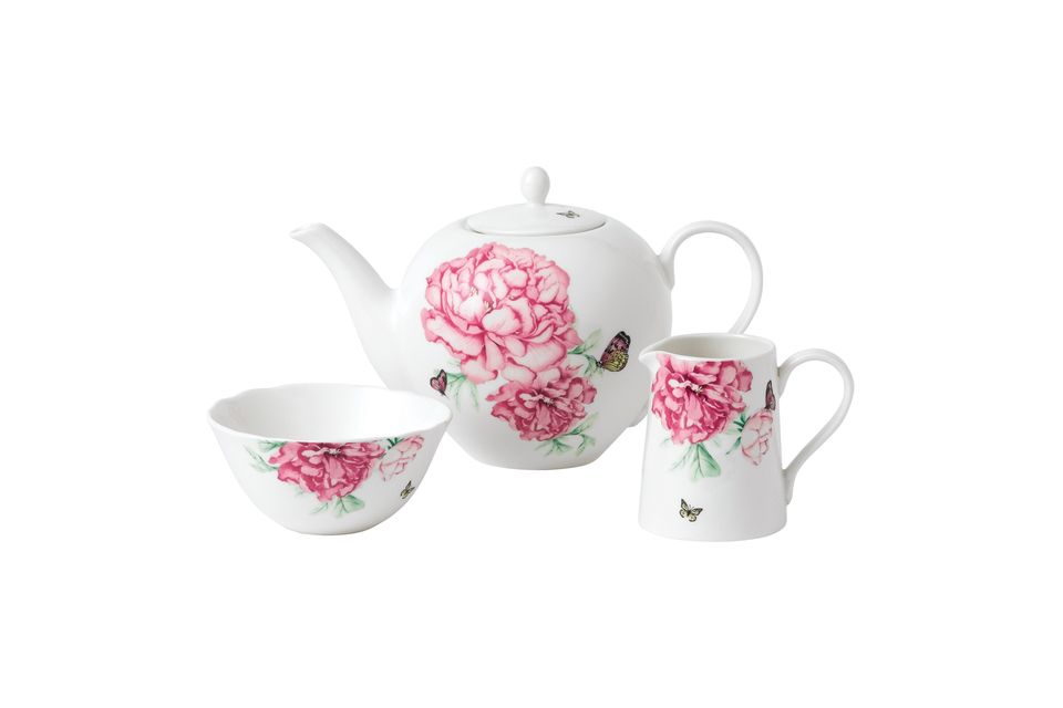Miranda Kerr for Royal Albert Everyday Friendship 3 Piece Tea Set White - Teapot, Sugar & Cream