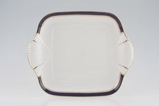 Royal Worcester Howard - Cobalt Blue - gold rim Cake Plate Square, with Ribbed Handles 11 1/2" thumb 1