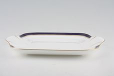 Royal Worcester Howard - Cobalt Blue - gold rim Cake Plate Square, with Ribbed Handles 11 1/2" thumb 2