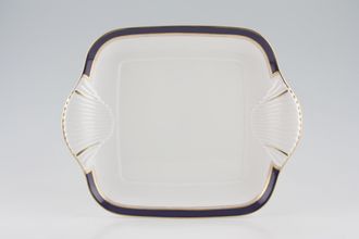 Sell Royal Worcester Howard - Cobalt Blue - gold rim Cake Plate Square, with Ribbed Handles 11 1/2"