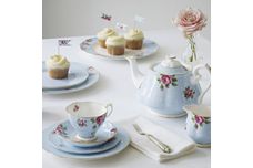 Royal Albert Polka Blue 3 Piece Tea Set Teapot, Sugar, Creamer thumb 2