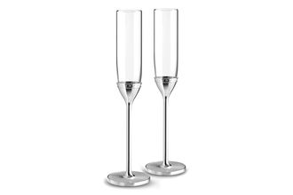 Vera Wang for Wedgwood With Love Nouveau Toasting Flute Pair Silver