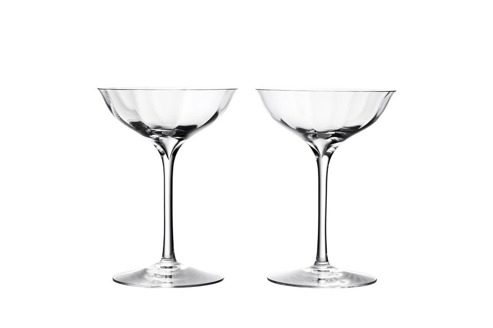 Waterford Elegance Pair of Champagne Saucers Optic Champagne Bell Coupe