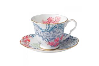 Wedgwood Butterfly Bloom Teacup & Saucer Blue and Pink