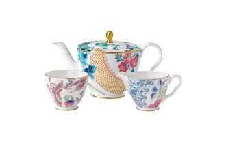 Wedgwood Butterfly Bloom Teapot, Sugar and Cream Set
