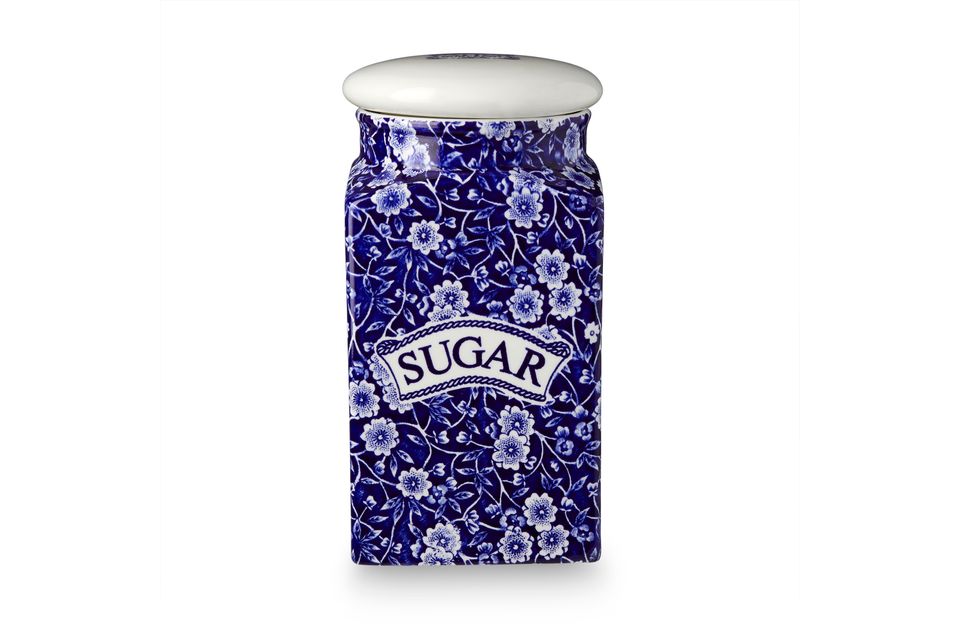 Burleigh Blue Calico Storage Jar + Lid Sugar, White lid