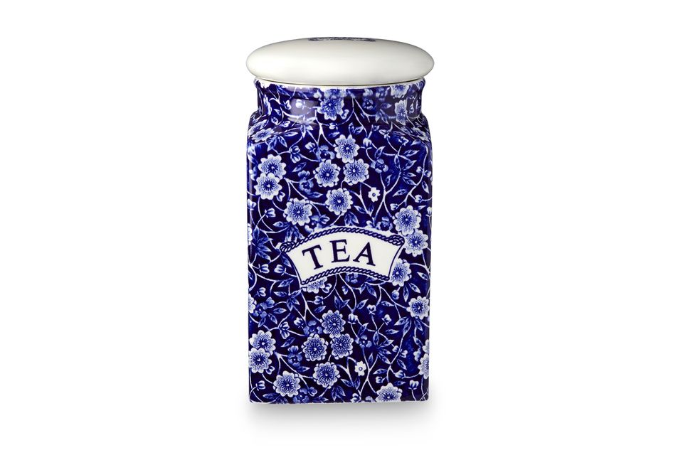 Burleigh Blue Calico Storage Jar + Lid Tea, White Lid