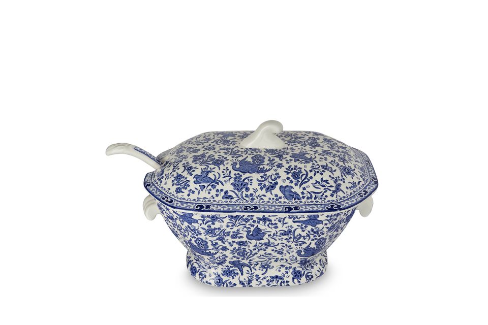 Burleigh Blue Regal Peacock Soup Tureen and Ladle