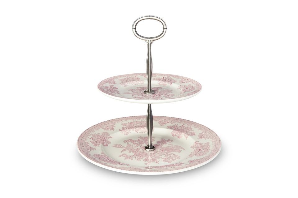 Burleigh Pink Asiatic Pheasant 2 Tier Cake Stand