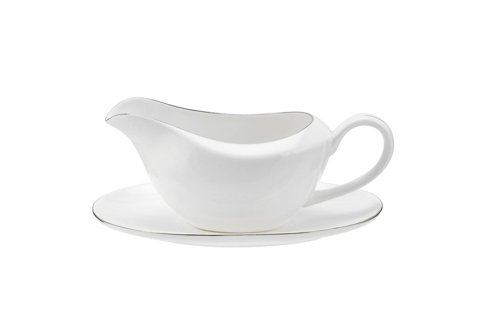 Royal Worcester Serendipity Platinum Sauce Boat and Stand