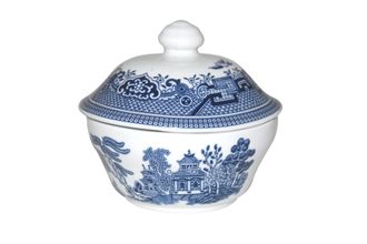 Churchill Blue Willow Sugar Bowl - Lidded (Tea) Knob design may vary.