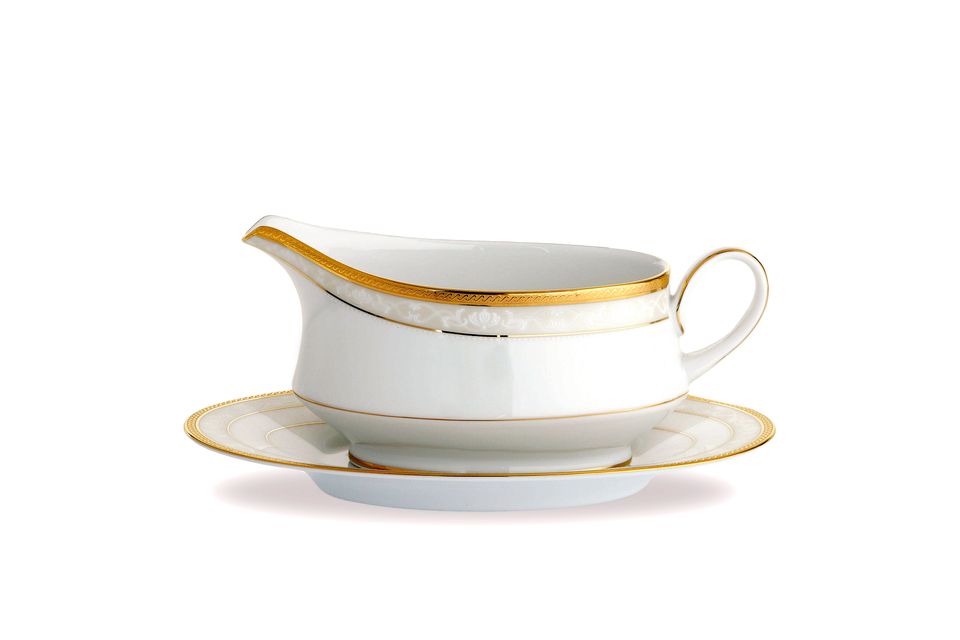 Noritake Hampshire Gold Sauce Boat and Stand