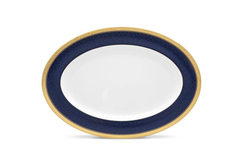 Noritake Odessa Cobalt Gold Oval Platter 41.8cm