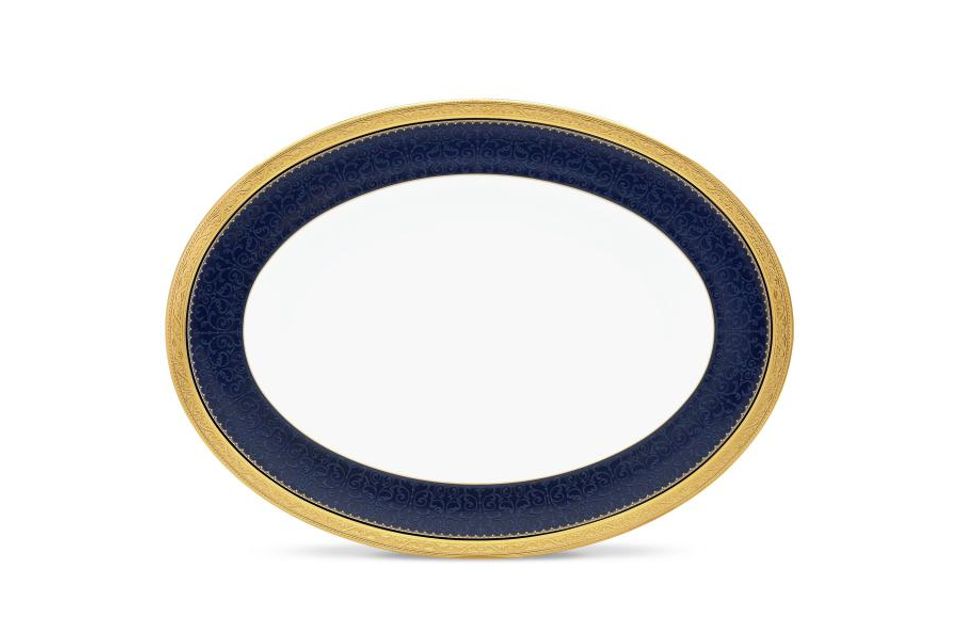 Noritake Odessa Cobalt Gold Oval Platter 31.2cm