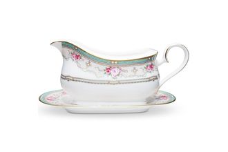 Noritake Palace Rose Sauce Boat and Stand