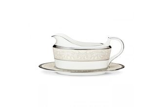 Noritake Silver Palace Sauce Boat and Stand