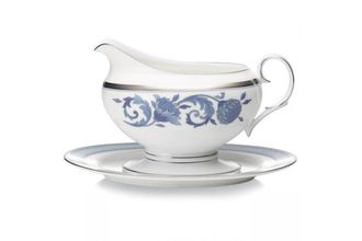 Noritake Sonnet in Blue Sauce Boat and Stand