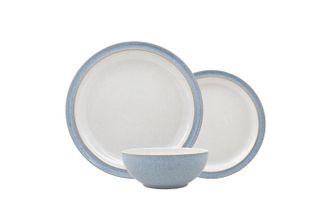 Denby Elements - Blue 12 Piece Set 4 x 26.5cm Dinner Plate, 4 x 22cm Side Plate & 4 x 17cm Cereal Bowl