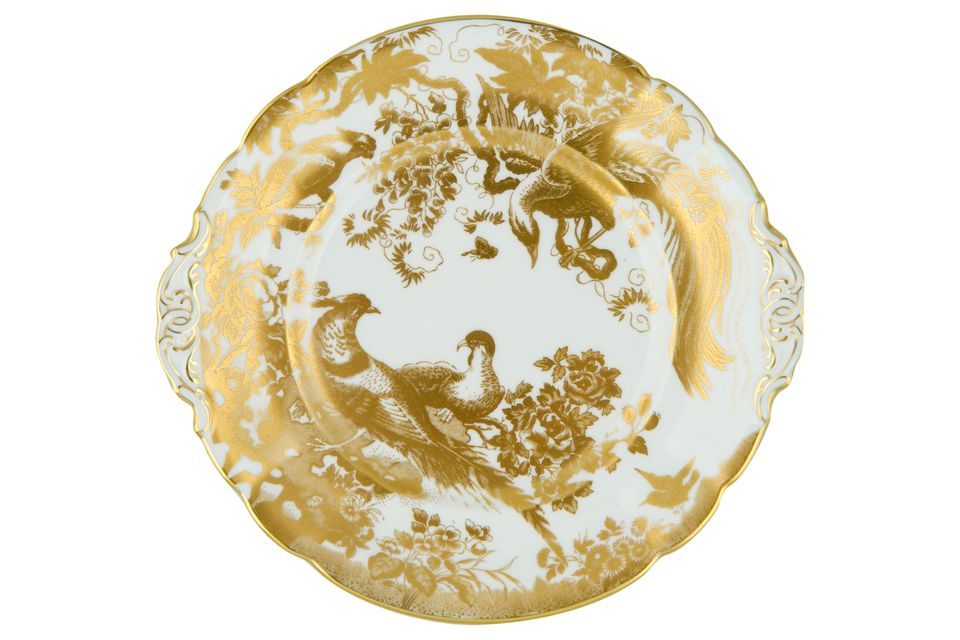 Royal Crown Derby Aves - Gold Cake Plate 23cm