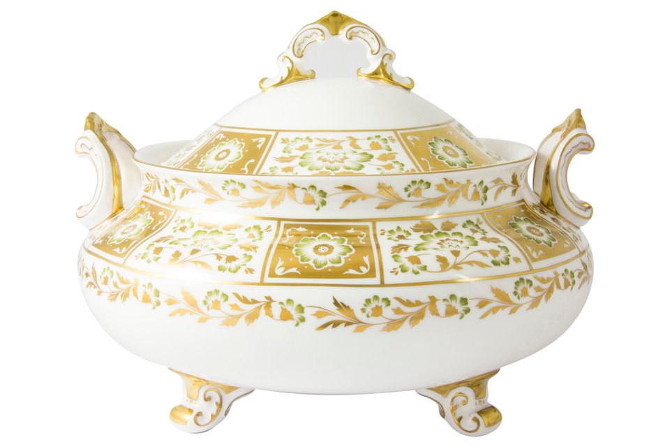 Royal Crown Derby Derby Panel - Green Soup Tureen + Lid
