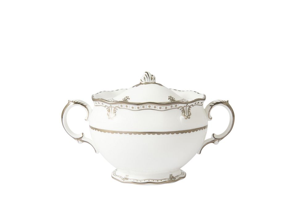 Royal Crown Derby Elizabeth Platinum Sugar Bowl - Lidded (Tea)