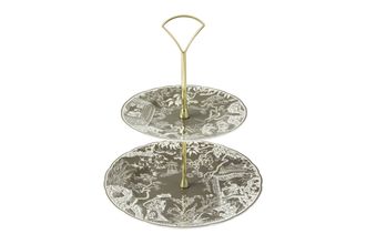 Royal Crown Derby Mikado 2 Tier Cake Stand Taupe