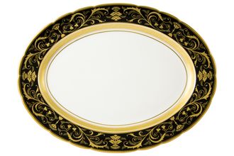 Royal Crown Derby Regency - Black Oval Platter 38cm