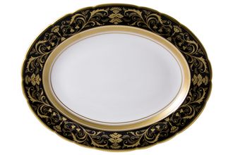 Royal Crown Derby Regency - Black Oval Platter 33cm