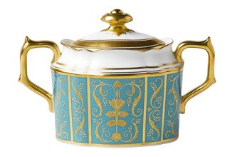 Royal Crown Derby Regency -Turquoise Sugar Bowl - Lidded (Tea)