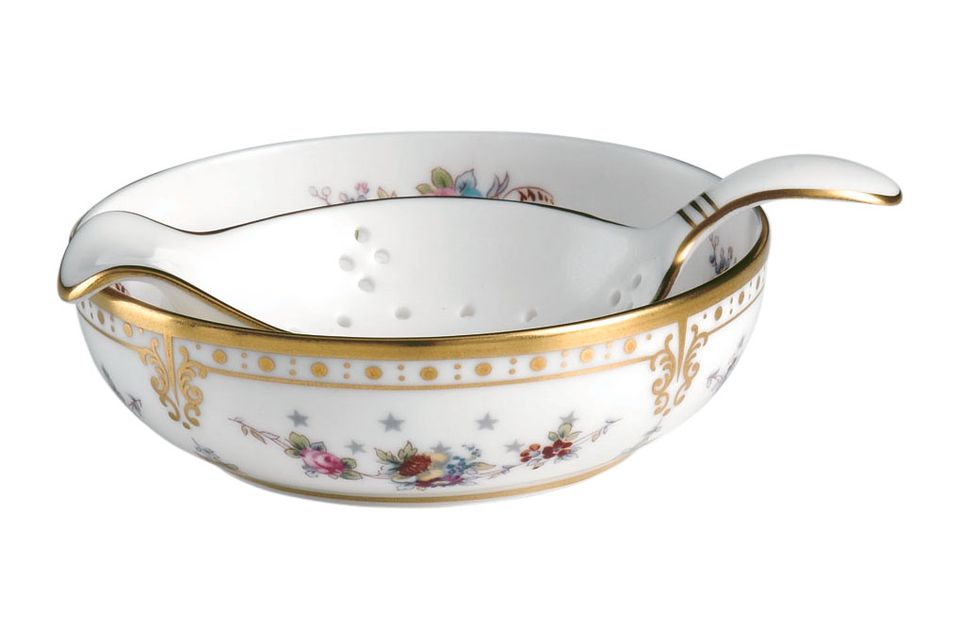 Royal Crown Derby Royal Antoinette Tea Strainer and Drip Bowl