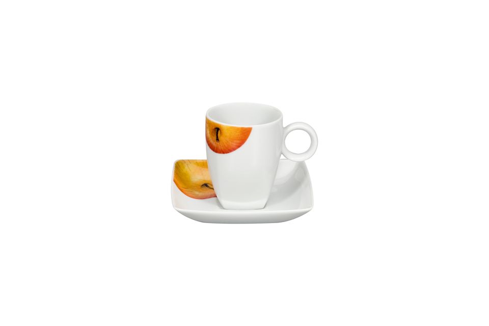 Vista Alegre Tropics Espresso Cup & Saucer Apple. Saucer is 3 5/8" 2" x 2 3/8"
