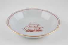 Spode Trade Winds Red - Gold Edge Soup / Cereal Bowl Ribbed 6 1/4" thumb 2