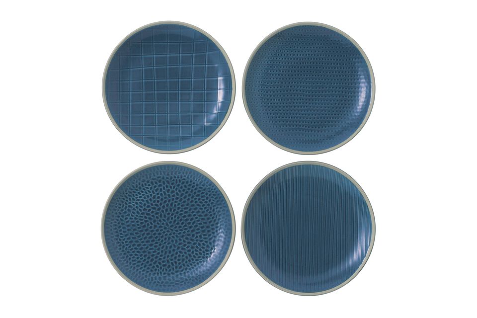 Gordon Ramsay for Royal Doulton Maze Grill Set of 4 Plates Mixed Blue Designs 23cm