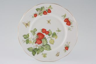 Queens Virginia Strawberry - Gold Edge - Ribbed Embossed Salad/Dessert Plate