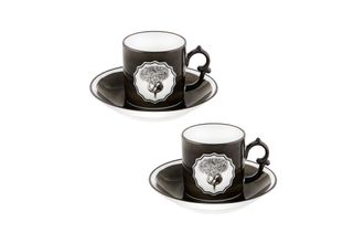 Christian Lacroix Herbariae Coffee Cup & Saucer - Set of 2 Black