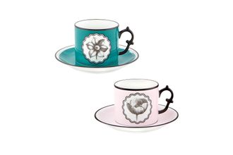 Christian Lacroix Herbariae Teacup & Saucer - Set of 2 Pink And Peacock