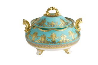 Royal Crown Derby Turquoise Palace Vegetable Tureen with Lid