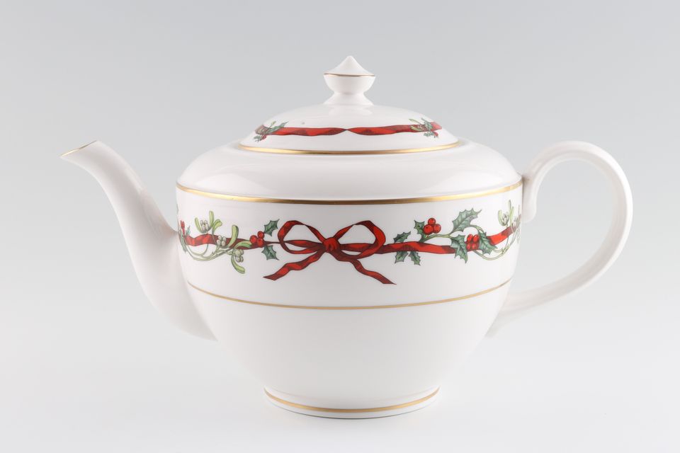 Royal Worcester Holly Ribbons Teapot Not Footed 2pt