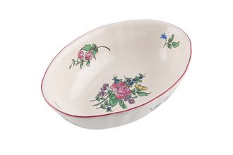 Luneville Reverbere Fin Oval Serving Bowl Rose 5 1/2" x 2 3/8" x 7 3/4"