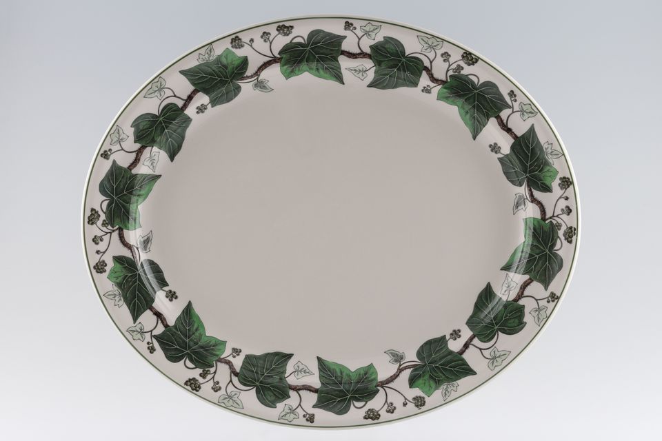 Wedgwood Napoleon Ivy - Green Edge Oval Platter 16 1/4"