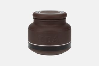 Hornsea Contrast Storage Jar + Lid Lidded - Embossed Tea on jar 4" x 4 1/4"